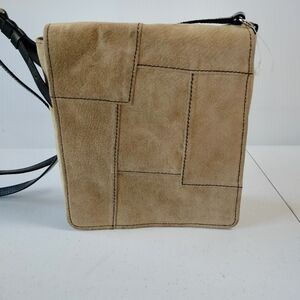 Wilson Leather Maxima patchwork beige tan taupe Suede Crossbody Bag purse